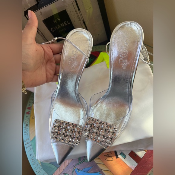 FINAL SALE💐GIAMBATTISTA VALLI crystal embellished pvc ankle-strap pumps 🍀 - Picture 13 of 15